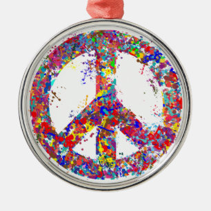 Adorno Metálico Signo de la paz, arte del goteo