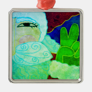 Adorno Metálico Signo de paz Santa Claus Resumen de arte