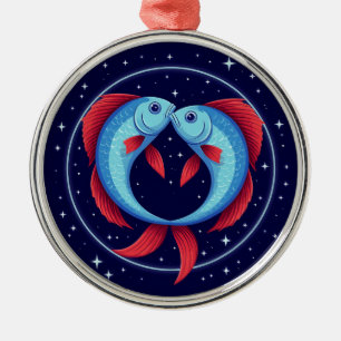 Adorno Metálico Signo zodiacal de Piscis en un estilo artístico có