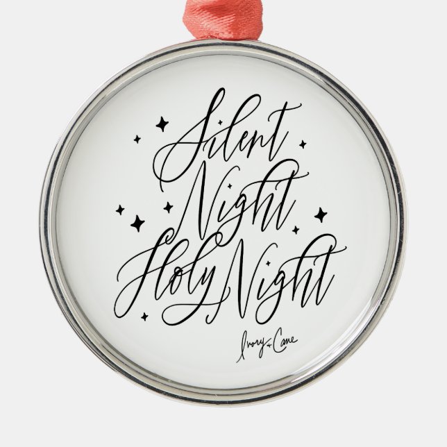 Adorno Metálico Silent Night Holy Night Round Christmas Ornament (Frente)
