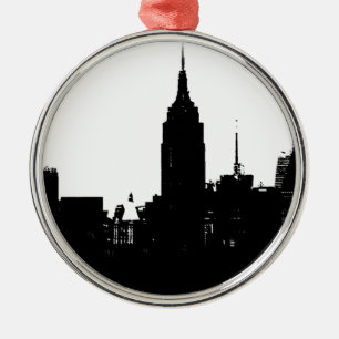 Adorno Metálico Silhouette Black White New York