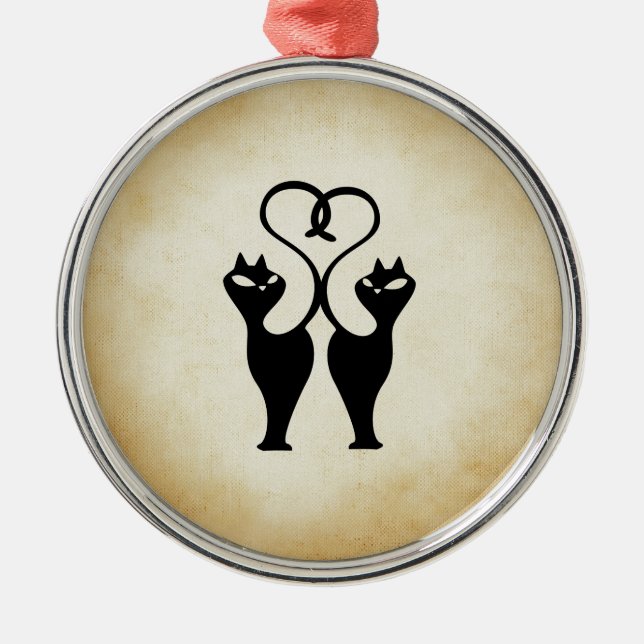 Adorno Metálico Silhouette de dos gatos (Frente)