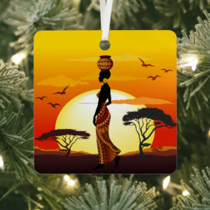 Adorno Metálico Silhouette de una bella mujer africana sobre los S