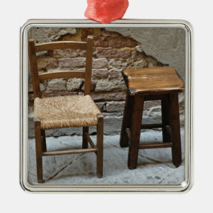 Adorno Metálico Silla pequeña y taburete, Pienza, Italia