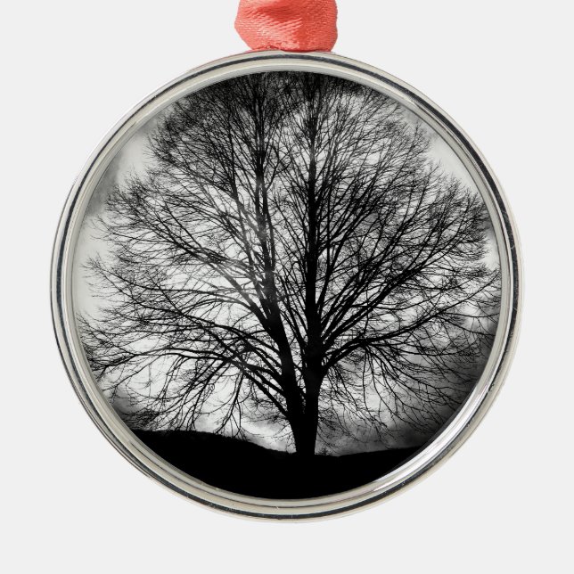 Adorno Metálico Silueta de árbol frente a una luna llena (Frente)