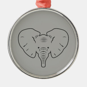 Adorno Metálico Silueta de cara de elefante