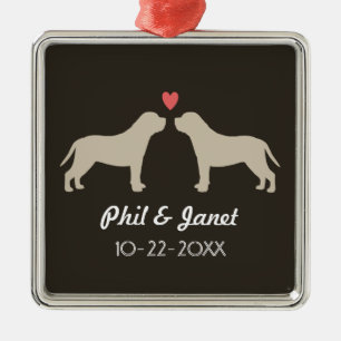 Adorno Metálico Siluetas inglesas del mastín con el corazón y el