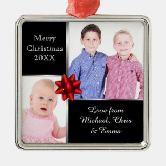 Adorno Metálico Silver and Black Custom Photo Personalised Gift