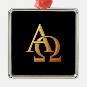 Adorno Metálico Símbolo Alfa y Omega Golden "3-D"