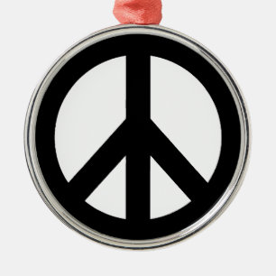Adorno Metálico Símbolo de signo de paz blanco negro