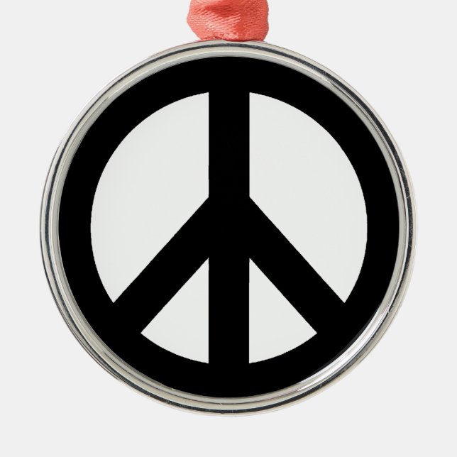 Adorno Metálico Símbolo de signo de paz blanco negro (Frente)