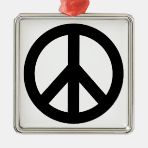 Adorno Metálico Símbolo de signo de paz blanco negro