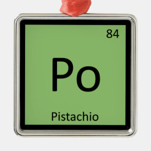 Adorno Metálico Símbolo de tabla periódica de química de nueces Po