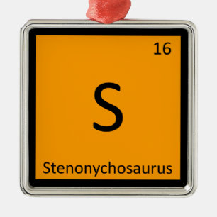 Adorno Metálico Símbolo de tabla periódica S - Stenonychosaurus