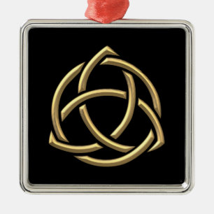 Adorno Metálico Símbolo de trinidad sagrada Golden "3-D" 2