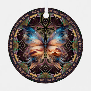 Adorno Metálico Símbolo de vida de mariposa de Ankh Mandala Afirma