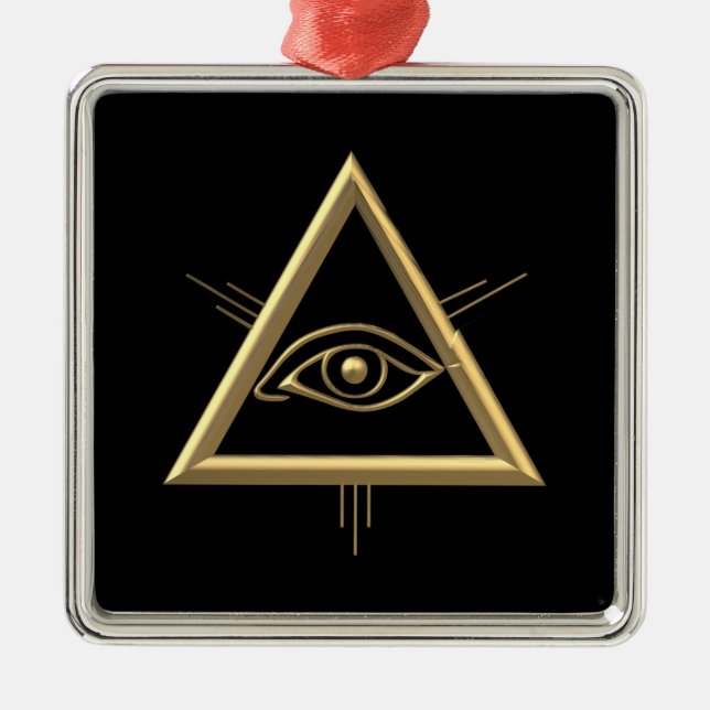Adorno Metálico Símbolo del ojo de dios "tridimensional" de oro (Frente)