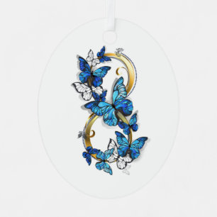 Adorno Metálico Símbolo infinito de mariposas Morpho azules