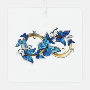 Adorno Metálico Símbolo infinito de mariposas Morpho azules