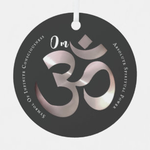 Adorno Metálico Símbolo mantra Om Cita positiva Gris personalizada