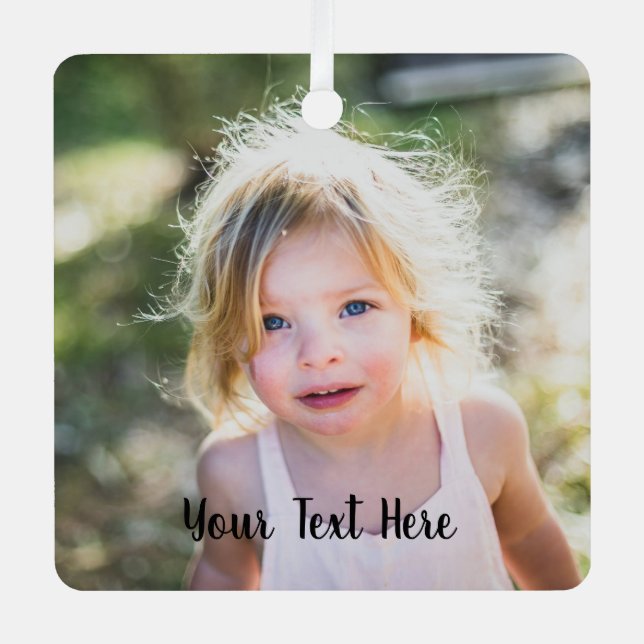 Adorno Metálico Simple Cute Christmas Photo and Script Text (Anverso)