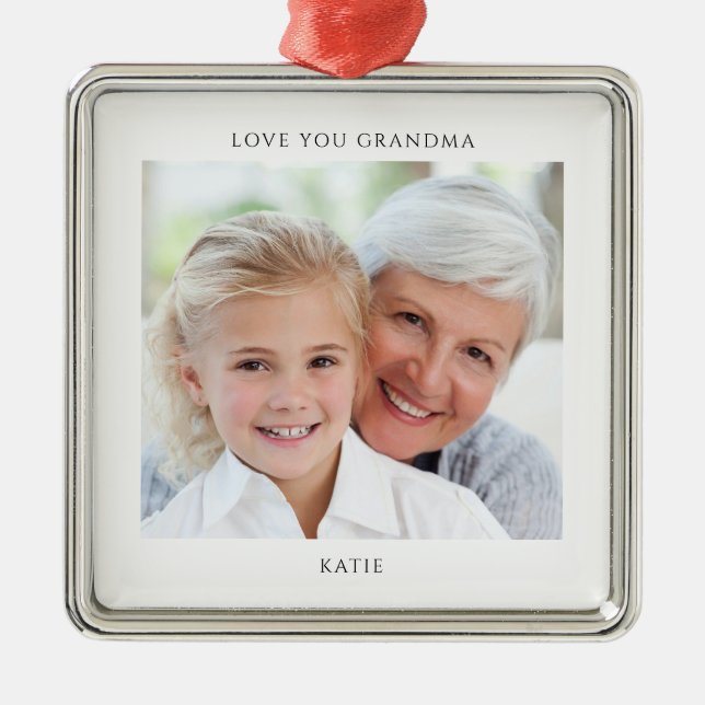 Adorno Metálico Simple Grandma Photo Personalized  (Frente)
