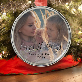 Adorno Metálico Simple Happy Holidays Script Full Photo