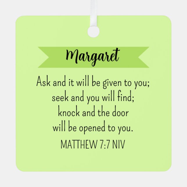 Adorno Metálico Simple Lime Verde Pregúntenle a Dios Biblia Verdad (Anverso)