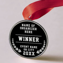 Adorno Metálico Simple Minimal Black White Sport Company Medal