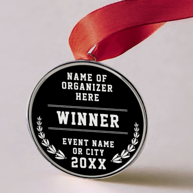 Adorno Metálico Simple Minimal Black White Sport Company Medal (Subido por el creador)