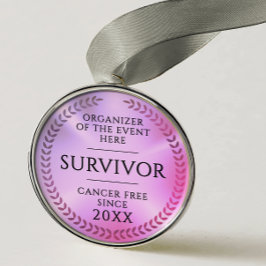 Adorno Metálico Simple Pink Survivor Awareness Fundraiser Medal