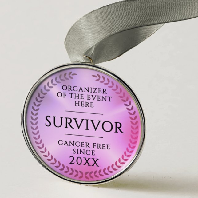 Adorno Metálico Simple Pink Survivor Awareness Fundraiser Medal (Subido por el creador)