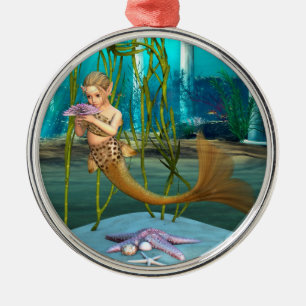 Adorno Metálico Sirena con Flor de Anémona