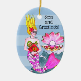Adorno Metálico Sirena Mares y Saludos Personalizados