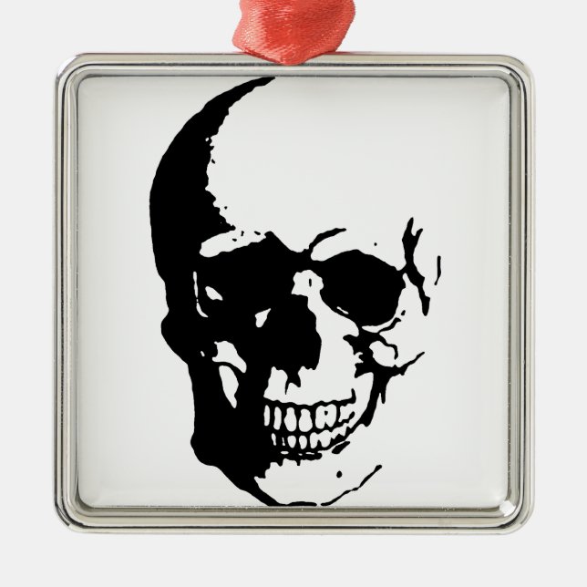 Adorno Metálico Skull - Arte Metalizado negro y blanco (Frente)
