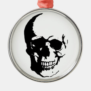 Adorno Metálico Skull - Arte Metalizado negro y blanco
