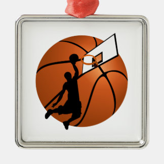 Adorno Metálico Slam Dunk Baloncesto Jugador con Hoop en una bola