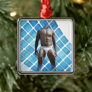 Adorno Metálico SlipperyJoe hombre muscular seis empates abs macho