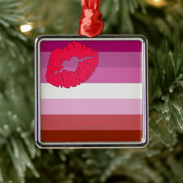 Adorno Metálico SlipperyJoe lipstick bandera de orgullo lesbiana f (Árbol)