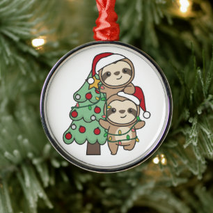 Adorno Metálico Sloth Christmas Tree Navidades Animales Sloths