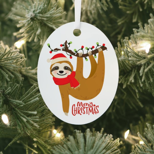 Adorno Metálico Sloth Merry Christmas Cute Festividad Animal (in situ)