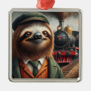 Adorno Metálico Sloth Train Engineer