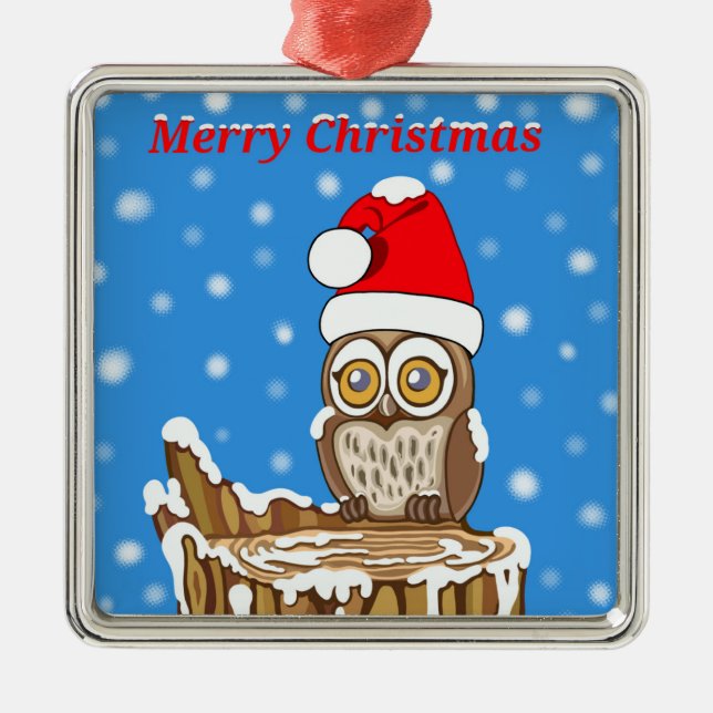 Adorno Metálico Snowflake el búho con los Navidades (Frente)