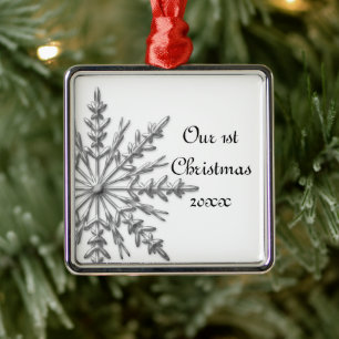 Adorno Metálico Snowflake Primera Navidad juntos