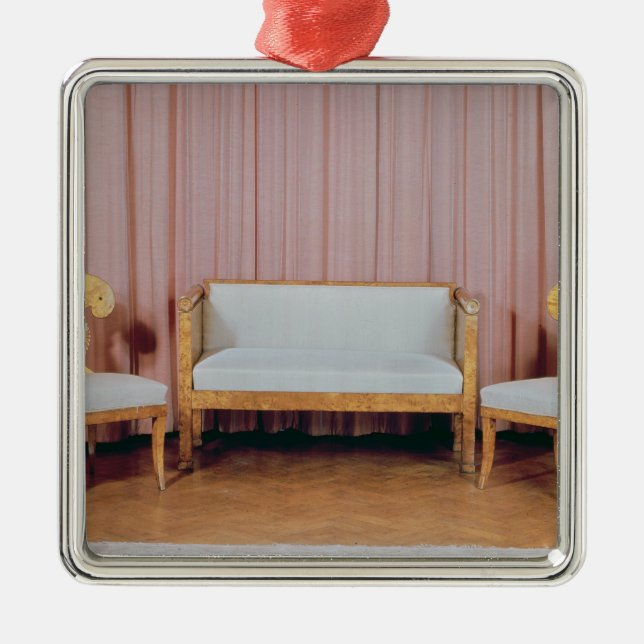 Adorno Metálico Sofá y dos sillas, abedul carelio, 1810-20 (Frente)