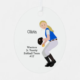 Adorno Metálico Softbol Femenino Blonde Azul y Blanco
