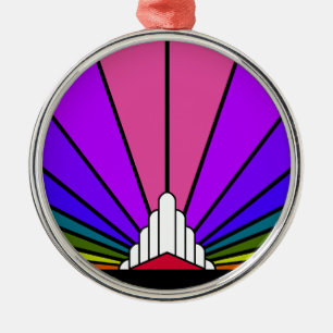 Adorno Metálico Sol Art Decó en arco iris