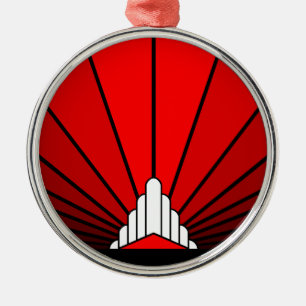 Adorno Metálico Sol Art Decó en rojo