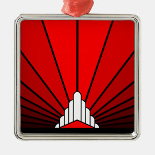 Adorno Metálico Sol Art Decó en rojo