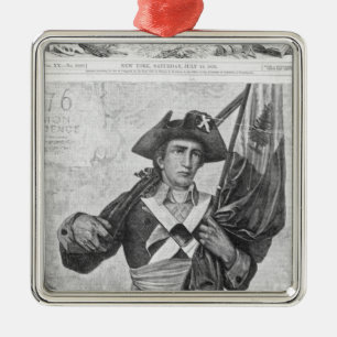 Adorno Metálico Soldado continental que sostiene una bandera del